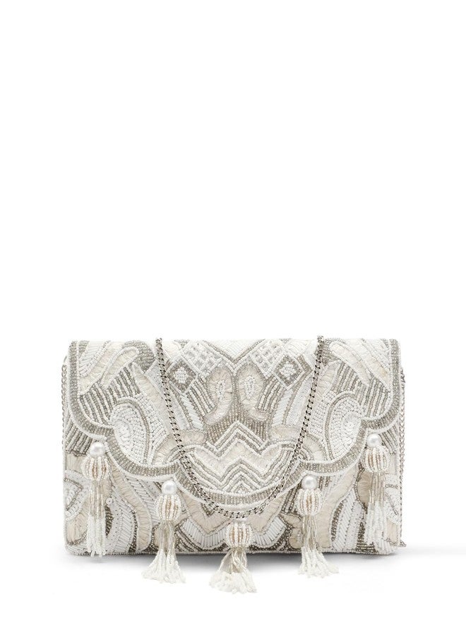 Anekaant Tassel Tales Ethnic Embellished Sling Bag for Women | Beaded & Sequined Crossbody Purse with Tassel Design | Party, Wedding & Festive Bag - Image 1